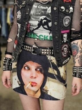 Vintage HIM Ville Valo Graphic Print Mini Skirt - Rare Goth Rock